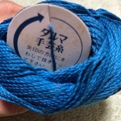 毛糸　青色　太さは細めです　少しだけ使ってますの画像