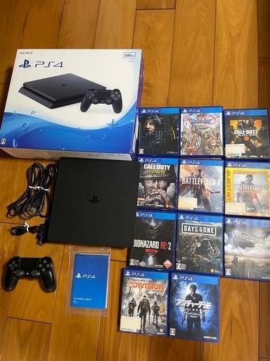 PS4 本体+コントローラー+ソフト11本付 / 箱あり / 500GB / ジェットブラック