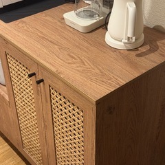 【美品】ラタン調キッチンカウンター【幅120cm】LOWYAの画像