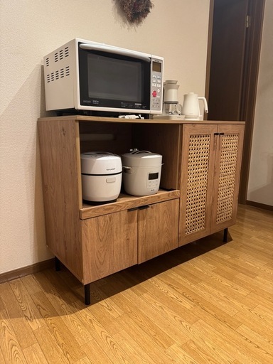 美品】ラタン調キッチンカウンター【幅120cm】LOWYA (Mami) 諏訪の収納