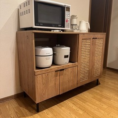 【美品】ラタン調キッチンカウンター【幅120cm】LOWYAの画像