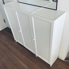 IKEA★イケア★Billy★キャビネット★２個セット★白★本棚★扉付き★サイドボードの画像