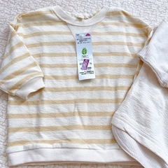 【新品】ベビー 長袖Tシャツ ボーダー 車柄 70cm 2点セットの画像