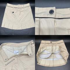N302　DESCENTE GOLF デサントゴルフ 裏起毛 スカート 裾プリーツ ベージュ系 SS 【中古】ゴルフウェア レディースの画像