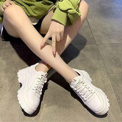 新品未使用　24.5〜25cm スニーカー　厚底美脚♡ ホワイト　韓国スタイルの画像