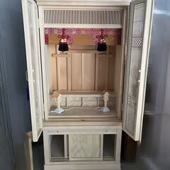 「美品✨木製神棚・仏壇収納棚 高さ170cm 照明付き・収納付き」の画像