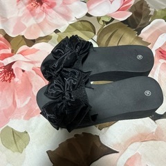 シフォンのおリボン付きサンダルの画像
