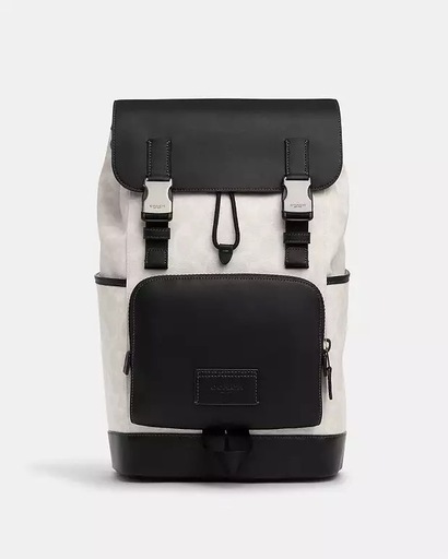 【新品同様】COACH　完売品 定価10万円超 コーチ リュックサック 男女兼用 アイボリー PVCレザートラック