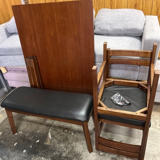 【済】ダイニングテーブル 椅子2脚 ベンチセット