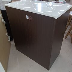 リユースのサカイ栃木店★ジモティ割あり★ NITORI 食器棚 ホワイト×ブラウン W88.3×D53×H101.5 クリーニング済み TC10703の画像