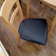 ★リユースのサカイ水戸店★２人用ダイニングセットナチュラル×ブラックH72×D80×W80クリーニング済みMT5468の画像