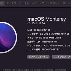 Mac Pro（Late 2013）256GB/64GB〈MD878J/A〉⑥の画像