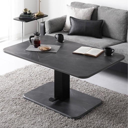 RASIK　昇降式テーブル 『Lyfka リフカ』 無段階 高さ調整可能 ストーングレー(大理石調)