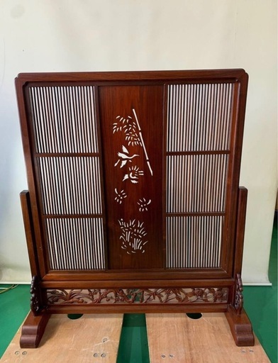 高級唐木 衝立 透かし彫り 花梨材 家具 インテリア ついたて パーテーション★直接引き取り大歓迎 中国 古美術品