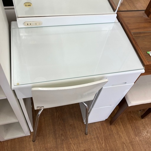 1面ドレッサー　ホワイト　椅子付き【取りに来れる方限定】