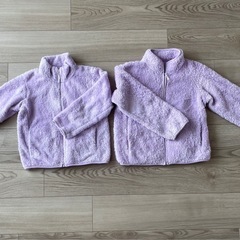 〈2枚セット〉今月末まで サイズ120.130 モコモコフリースジャケット 薄むらさき 姉妹おそろいの画像