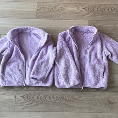 〈2枚セット〉今月末まで サイズ120.130 モコモコフリースジャケット 薄むらさき 姉妹おそろいの画像