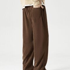 [foveitaa] ズボン コーデュロイ ロングパンツ メンズ オーバーサイズ ゆったり ワイドパンツ リラックスパンツ スウェット スポーツ アウトドア 調整紐 ウエストゴム 人気 無地 春服 秋服 冬服の画像