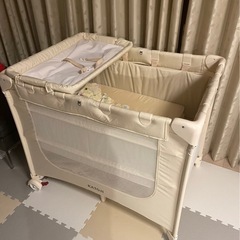 KATOJI折りたたみベビーベッド　アイボリーの画像