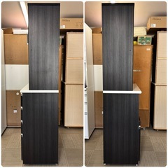 【超美品‼️】定価98,990円♪ ニトリ 100cm幅キッチンボード(ポスティア100KB) 食器棚 収納家具 艶あり木目調ブラック♪の画像