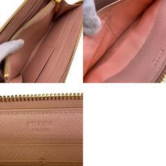 プラダ PRADA 長財布 ラウンドファスナー ロゴ サフィアーノ ピンクの画像