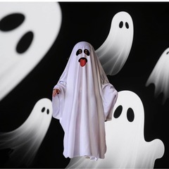 【新品】オバケ 子供用 Sサイズ ハロウィン コスプレ 衣装 仮装 被るだけ 幽霊マントの画像