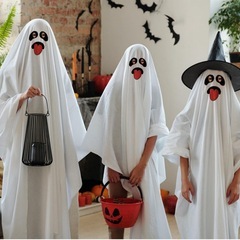 【新品】オバケ 大人用 ハロウィン コスプレ 衣装 仮装 被るだけ 幽霊マントの画像
