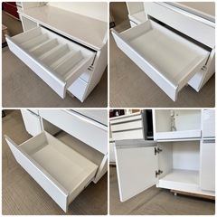 【超美品‼️】定価24万♪ 高級 松田家具 120cm幅キッチンボード(コンパス1200レンジ) 食器棚 収納家具 木目調ホワイト♪の画像