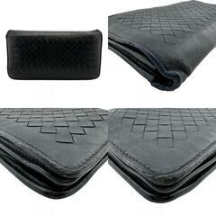 ボッテガヴェネタ BOTTEGAVENETA 長財布 イントレチャート ウォレットチェーン ネイビーの画像