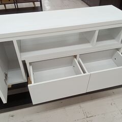 リユースのサカイ栃木店★ジモティ割あり★  TV台 ホワイト W92.2～×D28.5×H41.3 クリーニング済み TC10724の画像