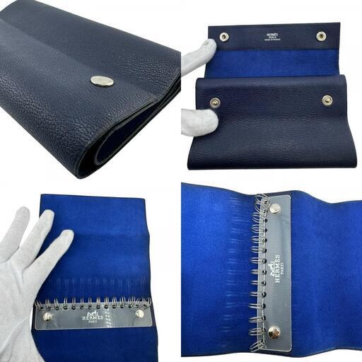 エルメス HERMES 手帳カバー メモ帳  ロールノート シルバー金具 ネイビー