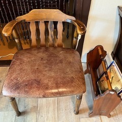 飛騨家具　ビンテージレザーチェアの画像
