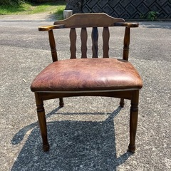 飛騨家具　ビンテージレザーチェアの画像