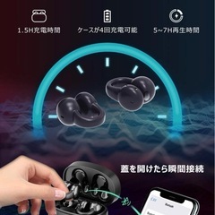 イヤホン イヤーカフ型 ワイヤレス 白色 イヤフォン ランニングの画像