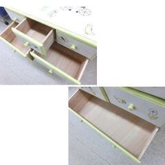 キッズ ４段チェスト 幅65高さ69 隠しキャスター付き 木製 引出し 子供部屋 タンス 収納 トールペイント お花 ちょうちょ 小鳥  札幌 西野店の画像