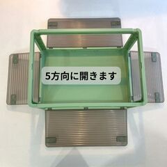 キャスター付き 折り畳み 収納 ボックス ケース 5つセット 積み重ね可能 グリーン 緑色  折りたたみの画像