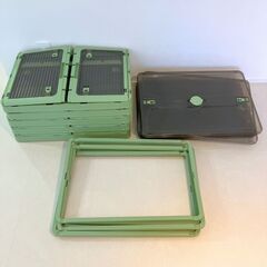 キャスター付き 折り畳み 収納 ボックス ケース 5つセット 積み重ね可能 グリーン 緑色  折りたたみの画像