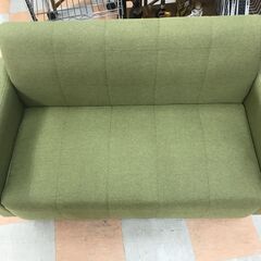 【ジャングルジャングル石川金沢店】  ソファー2人用 カーキ W112×D57×H67 クリーニング済みの画像