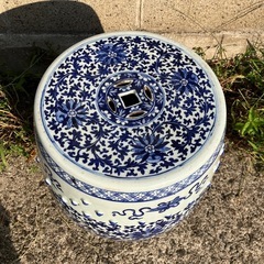 シノワズリ　陶器　花台　椅子　アンティーク　ガーデニング　アジアン　草花スツール　インテリアの画像