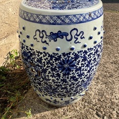 シノワズリ　陶器　花台　椅子　アンティーク　ガーデニング　アジアン　草花スツール　インテリアの画像