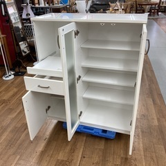 S113 ⭐ NITORI ニトリ ガラス扉キッチン台 食器棚 幅100cm USEDの画像