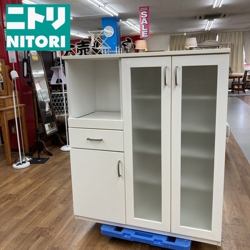 S113 ⭐ NITORI ニトリ ガラス扉キッチン台 食器棚 幅100cm USED