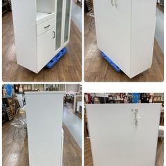 S113 ⭐ NITORI ニトリ ガラス扉キッチン台 食器棚 幅100cm USEDの画像
