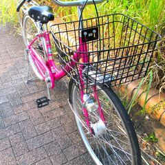 中古自転車 Mollis ママチャリ 自転車 26インチ LEDオートライト ピンク 通勤 通学 近所のお出掛けなどにの画像