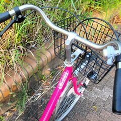 中古自転車 Mollis ママチャリ 自転車 26インチ LEDオートライト ピンク 通勤 通学 近所のお出掛けなどにの画像