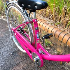 中古自転車 Mollis ママチャリ 自転車 26インチ LEDオートライト ピンク 通勤 通学 近所のお出掛けなどにの画像