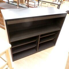 バーカウンター 幅120㎝ ダイニング家具 カウンターテーブル 収納付き ダークブラウン 西岡店の画像