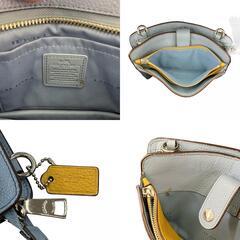 186000 現状品 COACH コーチ ノア ポップアップ ショルダーバッグ ウォレット レザー K1592 64798  パステルブルー 水色　イエロー　 レディース [1000027773979]の画像