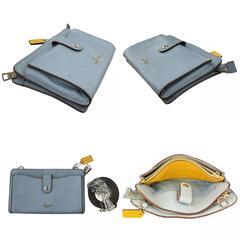186000 現状品 COACH コーチ ノア ポップアップ ショルダーバッグ ウォレット レザー K1592 64798  パステルブルー 水色　イエロー　 レディース [1000027773979]の画像