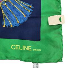 186005 現状品 CELINE セリーヌ CELINE 大判 スカーフ  グリーン シルク レディース [0000000000095]の画像